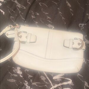 Chic White Women's Clutch with Buckle Detail